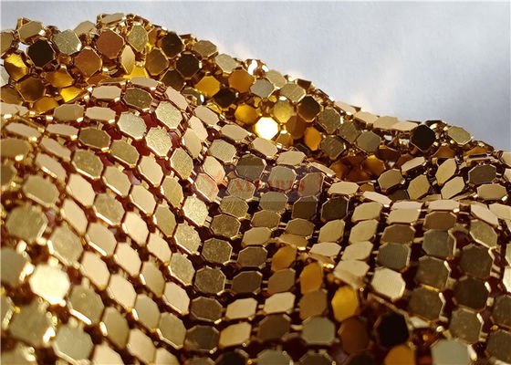 Tissu métallique 3x3mm étincelant en or comme cloisons pour hôtels cafés clubs