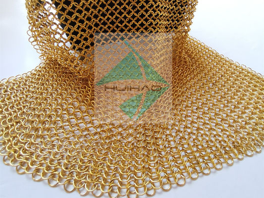 Métal plaqué Ring Mesh Is For Decorating Ceiling LampTreatments de cotte de maille de couleur d'or