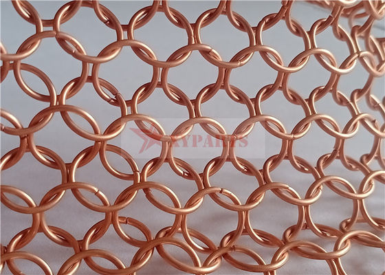 Tissu de cotte de mailles de couleur cuivre de 1,2x10mm pour la décoration architecturale et la maille d'anneaux métalliques