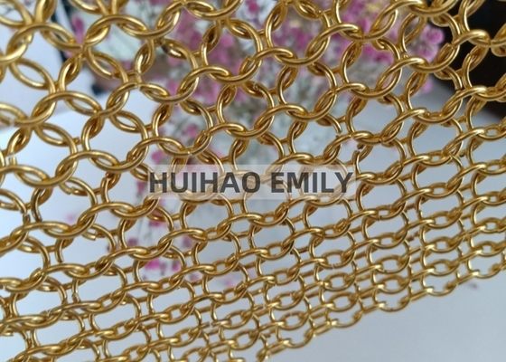 Rideau de draperie en maille métallique à anneaux décoratifs, rideau en maille métallique de couleur personnalisée