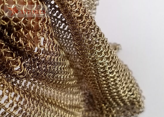 Rideau en maille de cotte de maille de couleur laiton avec fil de 0,53 mm et diamètre d'anneau de 3,81 mm pour la décoration intérieure