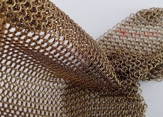 Rideau en maille de cotte de maille de couleur laiton avec fil de 0,53 mm et diamètre d'anneau de 3,81 mm pour la décoration intérieure
