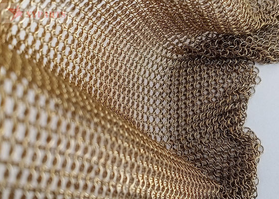 Rideau en maille de cotte de maille de couleur laiton avec fil de 0,53 mm et diamètre d'anneau de 3,81 mm pour la décoration intérieure