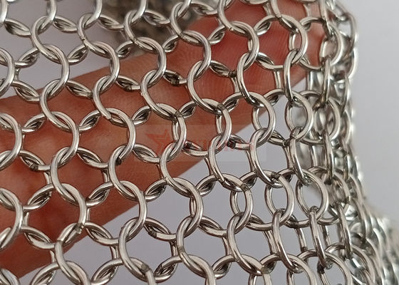Type soudé rideau en maille en métal de cotte de maille d'acier inoxydable 0.8mm x 7mm pour le diviseur de pièce