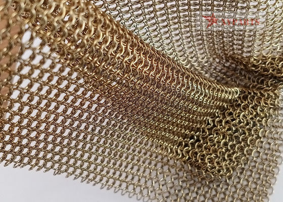 Type soudé par couleur d'or rideau en maille d'anneau d'acier inoxydable 0.53mm x 3.81mm pour la décoration d'hôtel