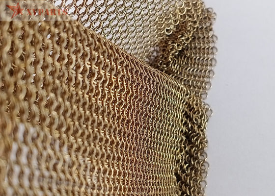 Type soudé par couleur d'or rideau en maille d'anneau d'acier inoxydable 0.53mm x 3.81mm pour la décoration d'hôtel