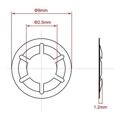 Rondelle de blocage étoile interne M3 avec finition oxyde noir