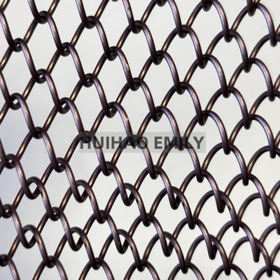 0.8mmx8mm Alliage d'aluminium Drapeau de bobine métallique Rideau en maille métallique flexible
