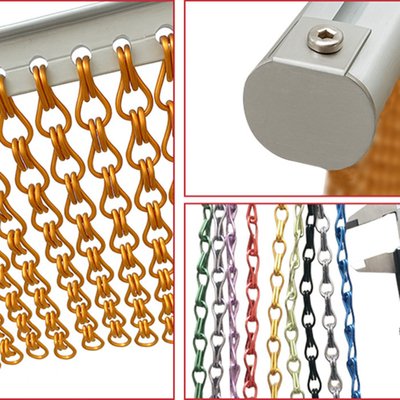 Rideau de plafond en treillis de chaîne d'aluminium avec doubles crochets