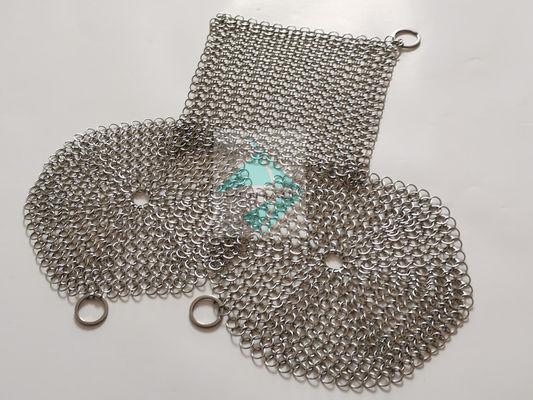 Épurateurs à mailles en acier inoxydable à chaîne de 7"x7" pour ustensiles de cuisine en fonte