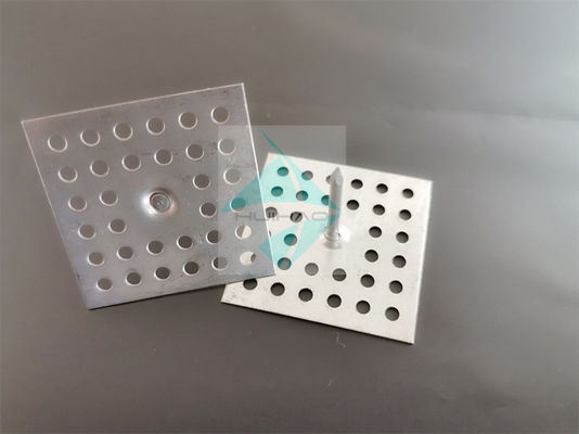 Fixation pour isolant en laine de verre sur mur, base perforée 2"