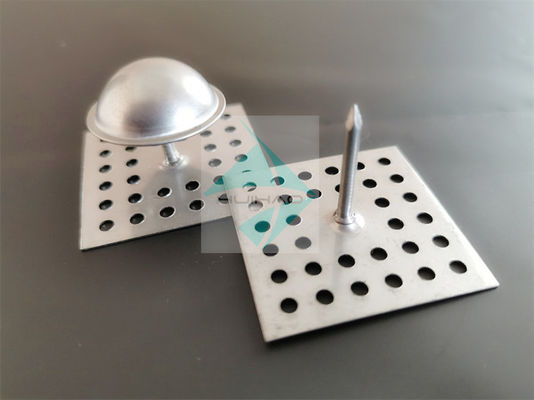 Fixation pour isolant en laine de verre sur mur, base perforée 2"
