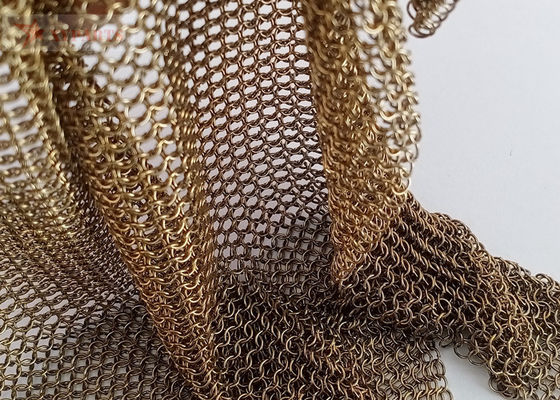Rideau en maille de cotte de maille de couleur laiton avec fil de 0,53 mm et diamètre d'anneau de 3,81 mm pour la décoration intérieure