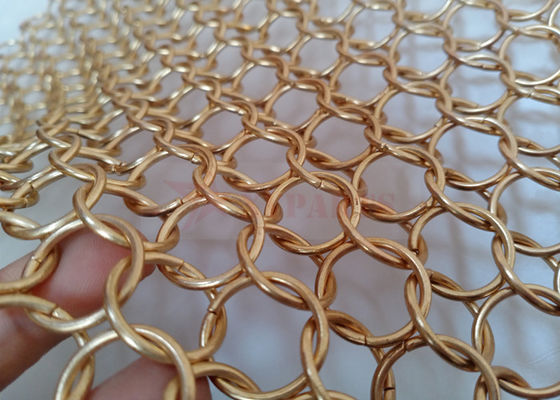 Tissu en maille de maillette de couleur dorée 1,5x15 mm pour rideau de séparation de pièce
