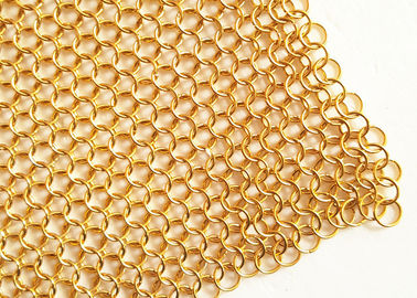 tissu de maille d'or d'anneau en métal de couleur du diamètre 20mm OD de 2MM pour le rideau métallique en hôtel