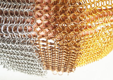 Maille d'anneau en métal d'acier inoxydable pour des façades, rideau de cuivre en anneau de Chainmail en métal