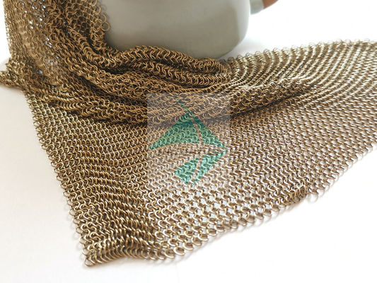 Métal rond en acier Mesh Drapery de l'anneau PVD de Ring Mesh Chainmail Weave Type Stainless d'or