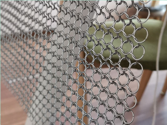 Acier inoxydable Ring Mesh Curtains, métal Chainmail Mesh Drapery For Space Divider de fenêtre